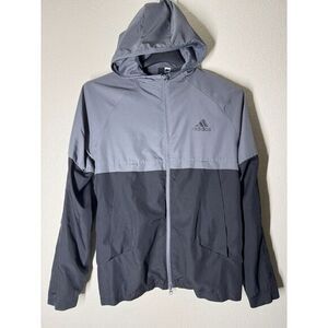 Super‎ Rare Vintage Adidas Jacket Windbreaker Gray Black Medium Zipper Pockets